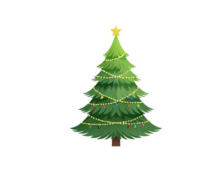 Fototapeta premium Christmas tree, decorated tree, festive illustration, holiday symbol, green tree