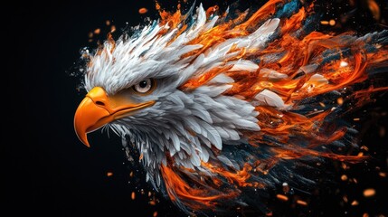 Majestic Eagle with Fiery Mane in Dramatic Digital Artwork