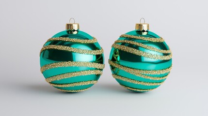 Festive green christmas ornaments home decor beautifully designed studio setting close-up view holiday cheer