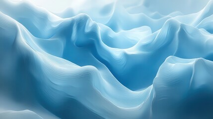 Obraz premium Dreamlike abstract background featuring soft, blurred shapes resembling a waterfall in blue and turquoise tones