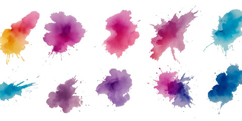 Set of colorful abstract watercolor splash brush strokes vector background. Colors watercolor paint stains vector texture background.