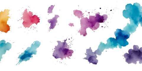 Set of colorful abstract watercolor splash brush strokes vector background. Colors watercolor paint stains vector texture background.