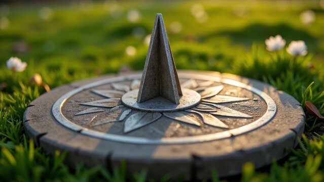 Daylight savings reminder, Sundial in spring garden