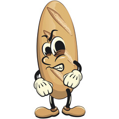 Fototapeta premium baguette bread cartoon isolated vektor illustration mascot character very angry, work of hand drawn