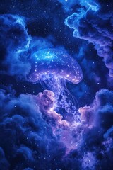 Obraz premium Cloudy Sky with Floating Jellyfish