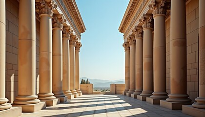Ornate Parthian palace columns – grand stone pillars featuring floral motifs and Persian-Greek influences
