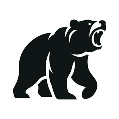 snarling bear silhouette vector line art logo design
