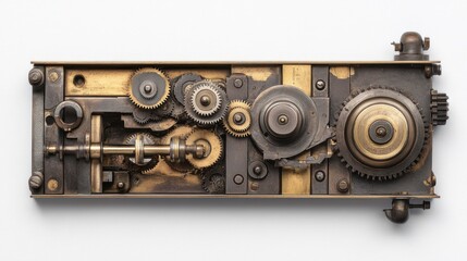Intricate Antique Brass Gear Mechanism Displayed