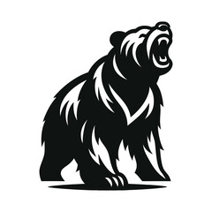 snarling bear silhouette vector line art logo design