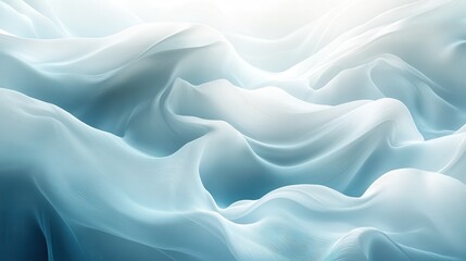 Obraz premium Geometric design with flowing ribbon shapes in gradient aqua and white tones creating a sense of movement and fluidity