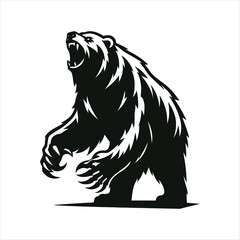 snarling bear silhouette vector line art logo design