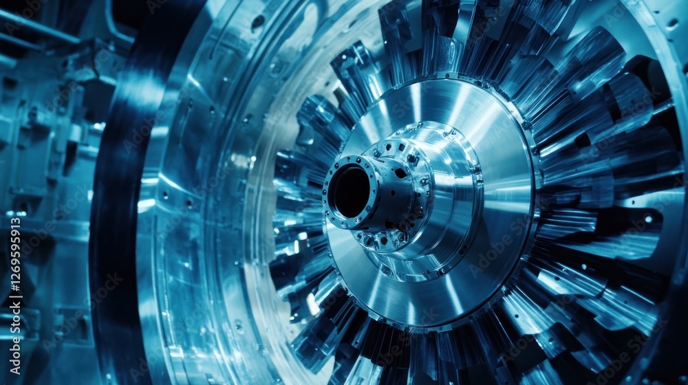 Poster detailed closeup of a complex industrial machine component