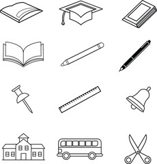 Education thin line icons set.