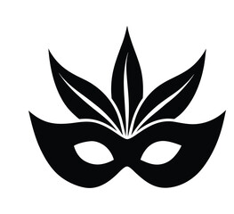 masquerade mask silhouette vector with feathers, modern and stylish mask vector art illustration on white background