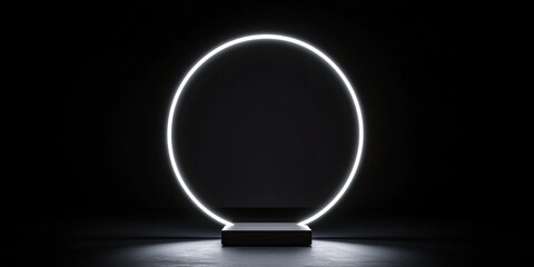 Illuminated Oval Circle Product Display on Dark Background