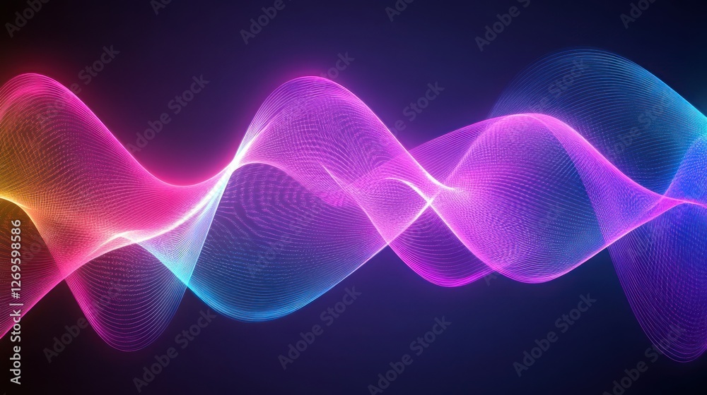 Poster Abstract Colorful Neon Waves Flowing Dynamically