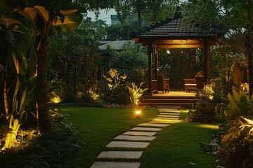 A photo of an outdoor lighting installation