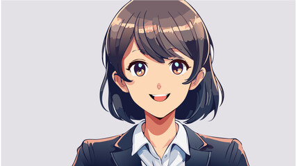 かわいい学生の女の子、笑顔のイラスト
