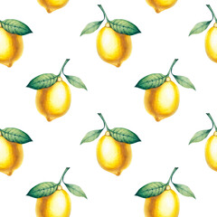 Seamless pattern with lemons, scrapbooking paper, citrus pattern