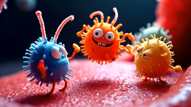 3D cartoon character of a germ virus