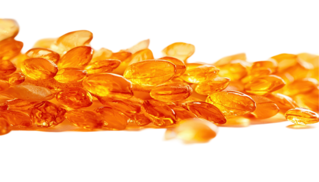 Golden orange seed collection close-up transparent background natural environment macro view organic concept