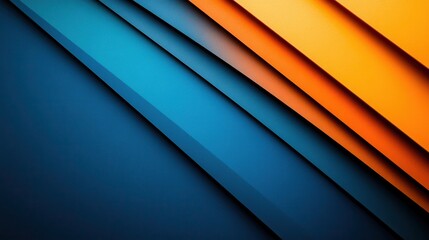 Obraz premium Diagonal gradient stripes in vibrant blue, orange, and teal with smooth white overlay for text space