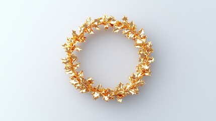 Obraz premium Elegant golden wreath decoration for celebrations minimalist style studio setting aesthetic design