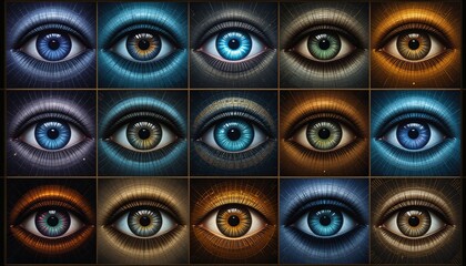 A stunning array of artistic eye designs featuring diverse colors and patterns, showcasing intricate details and vibrant textures.