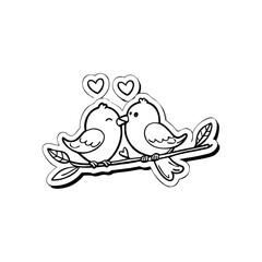 Black Silhouette Valentin's day love bird Vector