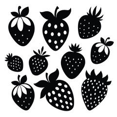 Various-Strawberry fruit art silhouettes-3