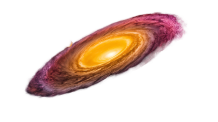 Spiral Galaxy Cosmic Nebula, Orange and Purple Space Art with Stars and Night Sky, isolated on transparent background.