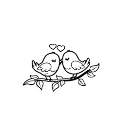 Black Silhouette Valentin's day love bird Vector