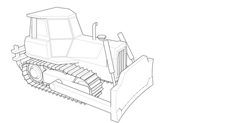 Bulldozer sketch concept 3D illustration