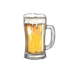 Glass of beer with foam icon logo illustration isolated on white background