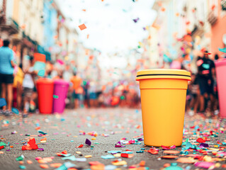 Colorful urban festival capturing vibrant street scenes and celebratory moments