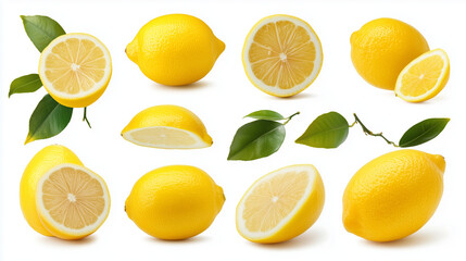 Fototapeta premium set of lemons isolated on white background