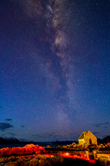 Milky way above The Church of the Good Shepherd new zealand