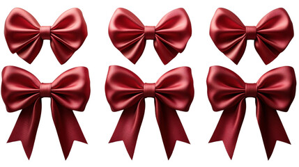 Red satin bows in various sizes and styles, perfect for gifts and decorations