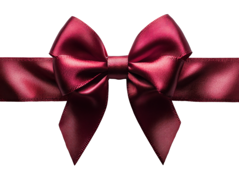 Red satin bow with ribbon, perfect for gift wrapping and decoration