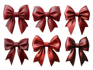 Red decorative bows in various styles and textures, perfect for gifts and celebrations