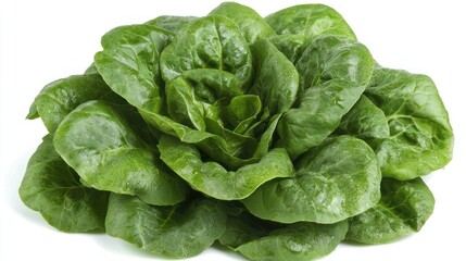 Fresh lettuce leaves, healthy food, white background, salad ingredient