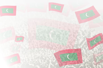 Celebratory Crowd with Maldives Flags Background
