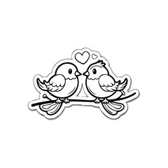 Black Silhouette Valentin's day love bird Vector