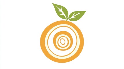 Fresh Orange Cross-Section, Leaves, White Background, Healthy Food