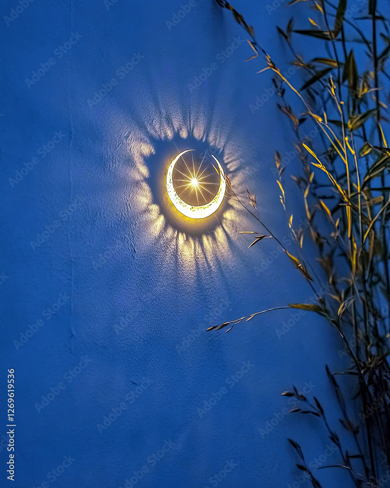 Aufkleber crescent moon and star illuminate a dark space with a warm glow enhancing the night’s magic