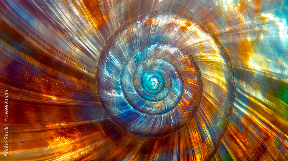Aufkleber floating nautilus shell cradles a swirling galaxy in cosmic dance of light and color