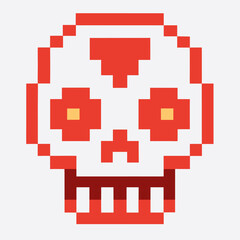Obraz premium Retro Pixel Art Skull Icon Vintage 8 Bit Gaming Style Graphic on Light Background