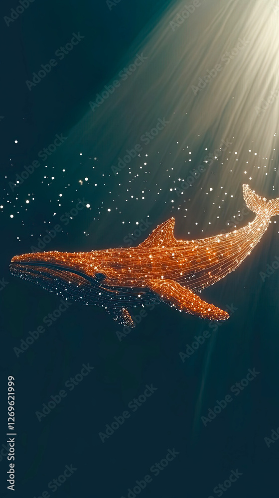 Poster whale gliding through starlit cosmic waters on a mesmerizing journey through the universe