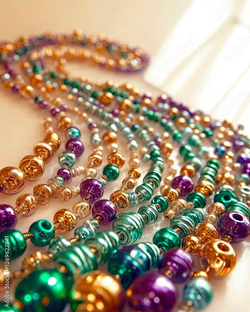 Aufkleber colorful spiral of beads creating a festive atmosphere on a smooth surface