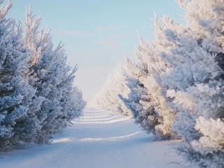 Snowy forest trail